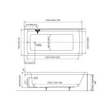  Viva egyenes akril kád 170x75 kád, zuhanykabin