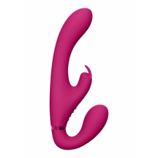 VIVE Suki - akkus, tartópánt nélküli felcsatolható vibrátor nyuszis csiklóizgatóval (pink) felcsatolható eszközök