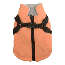  Vízálló bélelt kutyakabát beépített hámmal - Narancs - S kutyaruha