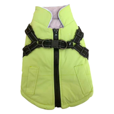  Vízálló bélelt kutyakabát beépített hámmal - Zöld - S kutyaruha