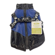  Vízálló bélelt kutyakabát és dzseki beépített hámmal - Kék - S kutyaruha