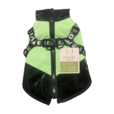  Vízálló bélelt kutyakabát és dzseki beépített hámmal - Zöld - L kutyaruha