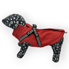  Vízálló, fényvisszaverő kutyakabát beépített hámmal, vörös XL-es kutyaruha