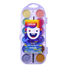  Vízfesték NEBULO 30 mm gyöngyház 12-es ajándék ecsettel kréta, festék és papír