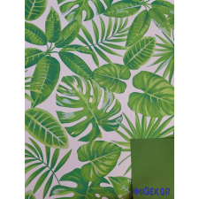  Vízhatlan mintás ív 70x100cm - Zöld Levélmintás - Fehér alapon Világos dekorációs kellék