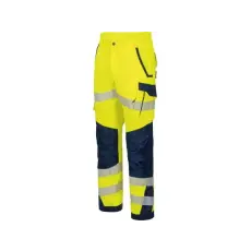 VIZWELL láthatósági flex nadrág fluo sárga-tengerkék -56