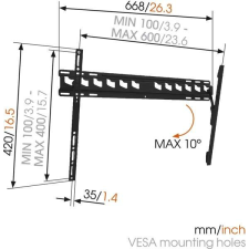 VOGELS Vogel's MA4010 40"- 65" TV fali tartó - Fekete tv állvány és fali konzol