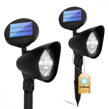 Volteno LED napelemes kerti lámpa, fekete, irányított, 6500K, hideg kültéri világítás