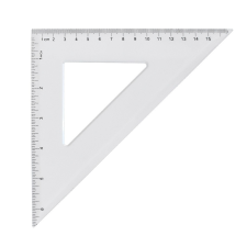 Vonalzó háromszög 45° 16cm, műanyag vonalzó