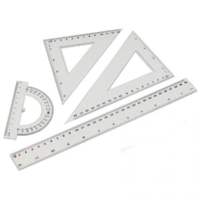 Vonalzókészlet, 30cm, vonalzó, szögmérő, 45° és 60° háromszög vonalzók 4 db/csom vonalzó