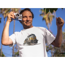  Vonat mintás fehér póló egyedi ajándék