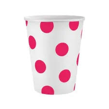  Vörös Magenta Polka Dots papír pohár 6 db-os 250 ml party kellék