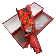  Vörös szappanrózsa csokor díszdobozban - Lave Rose szappan