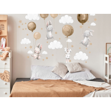 Vulpi Gyerek falmatricák Beige Rabbits 100x100 cm gyerekszoba dekoráció