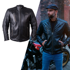 W-Tec Bőr motoros kabát W-TEC Elcabron fekete 4XL motoros kabát