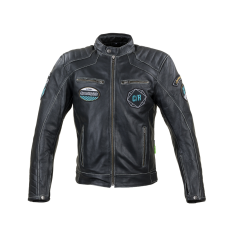 W-Tec Bőr motoros kabát W-TEC Losial fekete 5XL motoros kabát