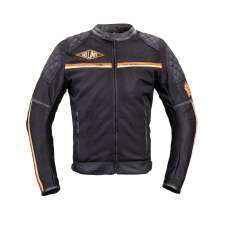 W-Tec Férfi motoros kabát W-TEC 2Stripe fekete-bézs-narancs 3XL motoros kabát