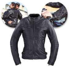 W-Tec Női motoros bőrdzseki W-TEC Strass fekete kövekkel XS motoros kabát