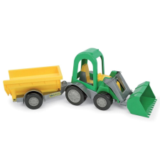 Wader Homlokrakodós traktor utánfutóval 38 cm autópálya és játékautó