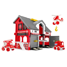 Wader Play House: Tűzoltóállomás 3 darab járművel autópálya és játékautó