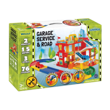 Wader Wader szervízgarázs pályával autópálya és játékautó