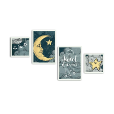 Wallity Dekoratív Keretezett MDF Kép (4 darabos) Többszínű 4PBCT-16 grafika, keretezett kép