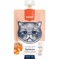 Wanpy CAT Tasty Meat Salmon &amp; Chicken 90 g jutalomfalat macskáknak