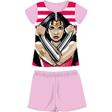 Warner Bros Wonder Woman nyári rövid ujjú gyerek pamut pizsama - jersey pizsama - világosrózsaszín