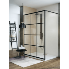 Wasserburg VETRO BLACK WALK-IN ZUHANYFAL 90X200CM, 8MM VÍZTISZTA BIZTONSÁGI ÜVEG, FEKETE kád, zuhanykabin