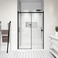 Water Fun Milano || Black toló zuhanyajtó, 140x195cm, 8mm, NANO kád, zuhanykabin