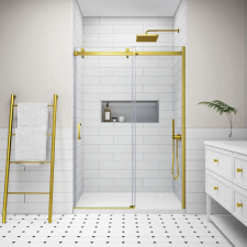Water Fun Milano || Gold toló zuhanyajtó, 140x195cm, 8mm, NANO kád, zuhanykabin