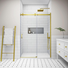 Water Fun Milano Gold toló zuhanyajtó, 160x195cm, 8mm, NANO kád, zuhanykabin