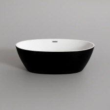 Water Fun OVAL || szabadon álló fürdőkád, fekete-fehér, 180x80x58 cm kád, zuhanykabin