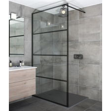 Water Fun Walk-in BLACK zuhanyfal 60, 200cm, 8mm kád, zuhanykabin