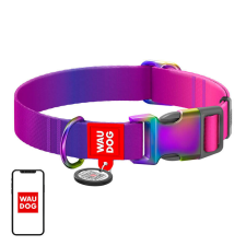  Waudog gradiens nejlon nyakörv QR kóddal, lila, L-es méret nyakörv, póráz, hám kutyáknak