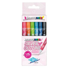 WEDO Filctoll készlet, 1-2 mm, metál ezüst, WEDO, 6 különböző színű kontúrral filctoll, marker