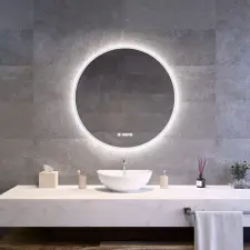 Welland Alpha LED tükör - bluetooth + hangszórók + páramentesítő + óra - Ø 80 cm fürdőszoba bútor