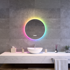Welland Alpha LED tükör - fényerő + színhőfok állítás - 16 háttérszín - Ø 60 cm fürdőszoba bútor