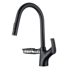 Welland FH-3411 mosogató csaptelep - kihúzható multifunkciós fej - tároló rekesz (fekete) csaptelep