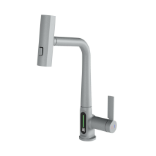 Welland FH-3428CR-5 mosogató smart csaptelep - kihúzható multifunkciós fej - vízhőfok kijelző (szürke) csaptelep