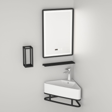 Welland Loft 5 részes sarok fürdőszobabútor szett LED tükörrel - 56 cm fürdőszoba bútor