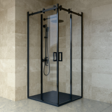 Welland Luxury-Line NSPA-9090 zuhanykabin - 90 x 90 cm - fekete profil kád, zuhanykabin