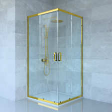Welland SQ-9090 zuhanykabin elhúzható ajtóval - 90 x 90 cm - arany profil kád, zuhanykabin