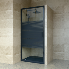 Welland SS-90 zuhanyajtó - 90 cm - fekete profil / dekorbetét kád, zuhanykabin