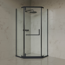 Welland SUS-D-9090 helytakarékos zuhanykabin - 90 x 90 cm - fekete profil kád, zuhanykabin