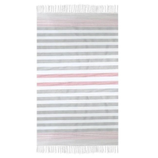 Welora Hamam strandtörölköző, rojtos mintával, 180x90cm, fehér, barna és rózsaszín csíkokkal lakástextília