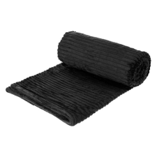 Welora Soft touch takaró franciaágyhoz, csíkos dombornyomott mintával, 230x220 cm, fekete lakástextília