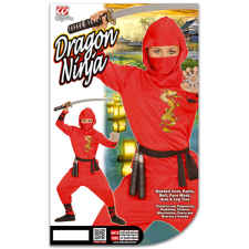 Widmann 01337 Sárkány ninja jelmez - 140 cm-es méret / Piros jelmez