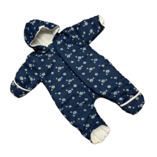 Wikids Átmeneti farmer hatású overál - Kék/Nagy Virágos Fehér béléssel 56/62 babakabát, overál, bundazsák