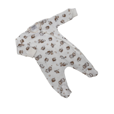 Wikids Hosszú ujjú cipzáros pamut rugi - Fehér/Bézs Bárányos Macis 50 rugdalózó